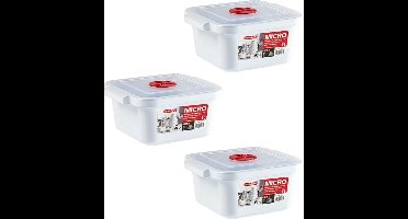 Plastic Forte Magnetronschaal - 3x - deksel/ventiel - 1 liter - wit - kunststof - rechthoekig