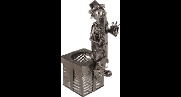 Metalen fleshouder kerstman met cadeau