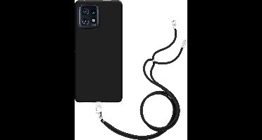 Just in Case hoesje met koord geschikt voor Motorola Edge 40 Pro Hoesje met Koord - Flexibele Case - Zwart