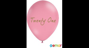 Ballonnen Twenty One Pink met opdruk Goud (helium)