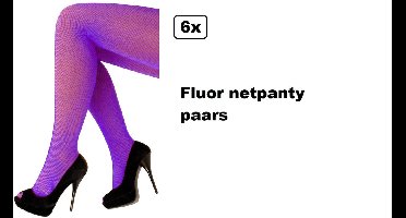 6x Luxe Net panty paars neon- Netpanty - Festival thema feest party net panty verjaardag evenement