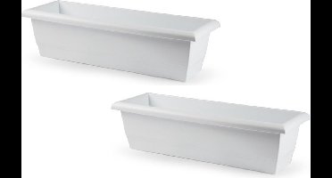 PlasticForte Plantenbak - 3x stuks - wit - rechthoekig - 60 x 20 x 16 cm - Bloembakken voor binnen/buiten