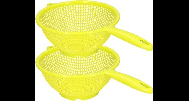 Plasticforte Keuken vergiet/zeef met handvat - 2x - kunststof - Dia 22 cm x Hoogte 10 cm - groen