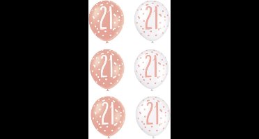 Ballonnen - 21 jaar - leeftijd verjaardag - 6 stuks - 30 cm - Glitz Rose Gold - Gratis Verzonden
