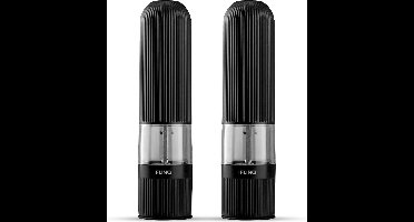 FlinQ Pepermolen en Zoutmolen Set Elektrisch - Peper- & Zoutstel - Verstelbare Maalgraad - Kruidenmolen -2-pack - Zwart