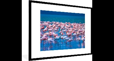 PosterMonkey - Poster - Fotolijst - Dieren - Flamingo - Zwart - Wit - Grijs - Kader - 80x60 cm - Slaapkamer - Poster lijst - Frame poster - Poster flamingo - Poster met frame