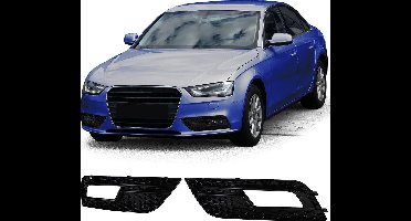 Honingraat Grill Afdekkap Geschikt Voor Standaard Bumper Audi A4 B8 2011 t/m 2015 Mistlampen Glans Zwart