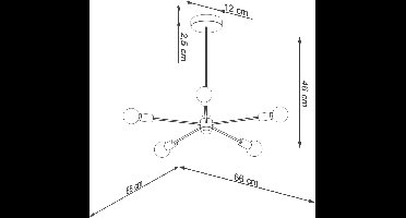 Sollux Lighting Kroonluchte Lango - 46x66x66cm - E27 - zwart - staal