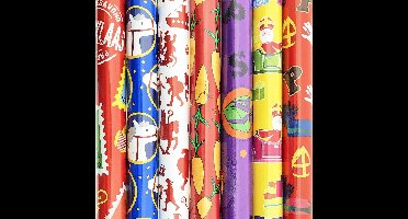 5 rollen Sinterklaas cadeaupapier / inpakpapier 300 x 70 cm