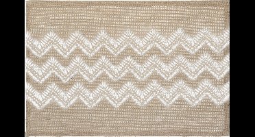 Rechthoekige placemat zigzag lijnen wit jute 45 x 30 cm - Tafel onderleggers