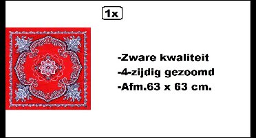 Zakdoek rood met bloemen motief - zware kwaliteit - 63cmx63cm
