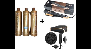 Cadiveu Brasil Cacau Ecokeratin +Titanium & Gold 48K Therapy 250 º +Brazilicious Vulcano TherapyHaardroger