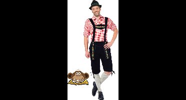 Partychimp Voordelige Lange Lederhose voor heren Oktoberfest Heren Lederhosen Man Carnavalskleding Heren - Maat S - Zwart - Polyester