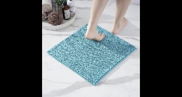 Badmat antislip | te combineren als badmatset | badkamertapijt, badmat, wasbaar, van chenille | douchemat voor douche, badkuipen, wc-mat | petrol turquoise - 45 x 45 cm