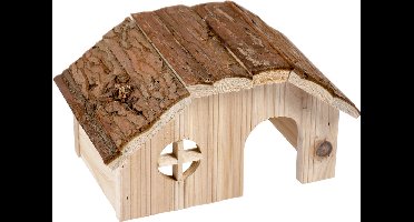Knaagdieren - Houten Lodge Schorsdak - 21x13x12CM