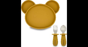 Youly® Serviesset - Baby Servies - Kinderbestek - Baby bord - Kinderborden - Eetset Baby - Siliconen - Geel