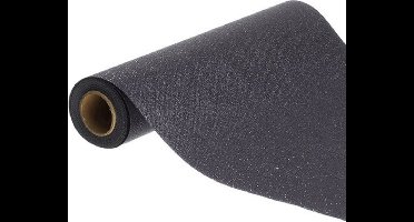 Chaks Tafelloper op rol - zwarte glitter - 30 x 500 cm - polyester - feest tafelkleden