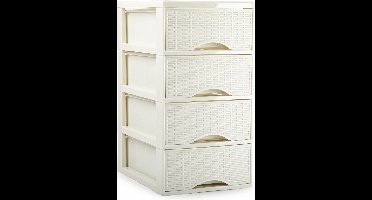 Plasticforte Ladeblokje/bureau organizer - 4 lades - creme wit - L24 x W18 x H34 cm