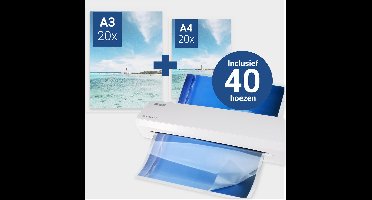 DESQ® Lamineermachine A3 - SET 40 Hoezen - Business Classy - Voor 75 tot 125 micron - Start in 60 sec. - Auto Off - Documenten & Foto's - Veelvuldig gebruik