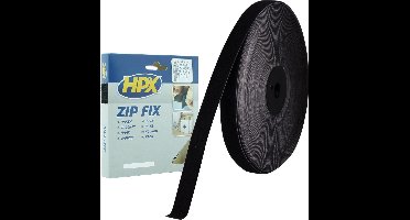 Zip fix klittenband (lus) - zwart 20mm x 25m