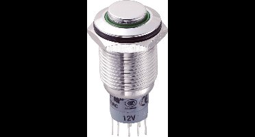 TRU COMPONENTS 701885 LAS2GQH-22ZE/G/12V/S/P Vandalismebestendige drukschakelaar 250 V/AC 3 A 2x aan/aan Continu Groen