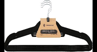 Springos Velours Kledinghangers - 3 Stuks - Draaibaar - Luxe - Zwart
