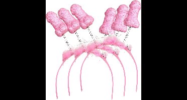 Partyxplo Diadeem/tiara met piemels - 6x - roze - plastic - L22 cm - bewegende piemels