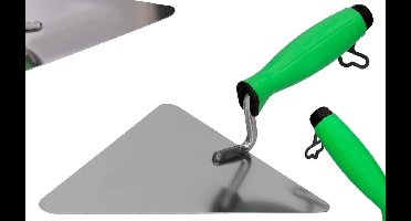 Roestvrij stalen driehoge troffel met rubberen handgreep 200 mm - universeel bouwgereedschap