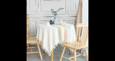 Tafelkleed vierkant katoen linnen tafelkleed afwasbaar tafellinnen 140 x 140 cm linnen tafelkleed elegant voor thuis keuken eettafel decoratie