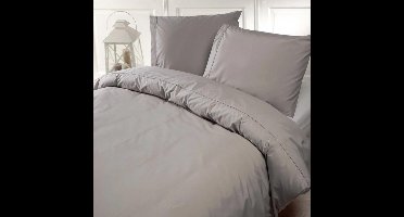 Luxe Percale Katoen Dekbedovertrek Grijs Eenpersoons 140x200/220 cm - Zeer Hoogwaardige Kwaliteit - Super Zacht