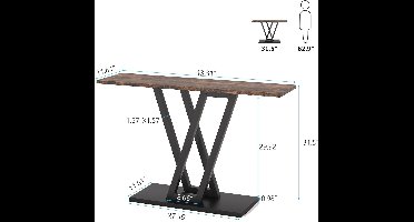 JAQZY Sidetable - Console Tafel - Wandtafel - Haltafel - 109x30x80cm - Metalen Frame - Industriëel - Tot 136Kg Draagkracht - Bruin