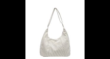 Schoudertas van corduroy voor dames, handtas met grote capaciteit, casual, eenvoudige crossbodytas voor dagelijks gebruik, winkelen en werk, Gebroken wit