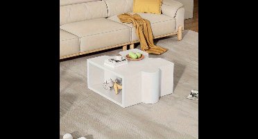 Salontafel – Koffietafel – Bijzettafel – Woonkamertafel – Tafel – Wit MDF – Modulaire Puzzelvorm – Compact Design