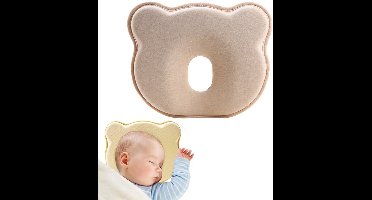 Babykussen van traagschuim, met schattig cartoonbeerpatroon, zacht en comfortabel kussen, ademend kussen voor babyjongens en -meisjes, voorkomt plat hoofdje,oranje kleur