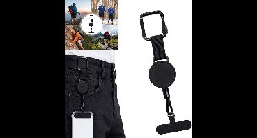 Uitrekbare anti-diefstal telefoon hangkabel – 1 stuk – Geschikt voor outdoor sporten: reizen, wandelen & klimmen – Zwart