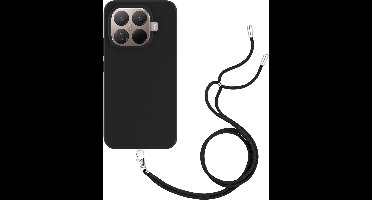 Just in Case hoesje met koord geschikt voor Xiaomi 15T Pro Hoesje met Koord - Flexibele Case - Zwart