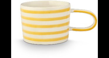 VT Wonen Mok Stripes Geel Keramiek 350 ml