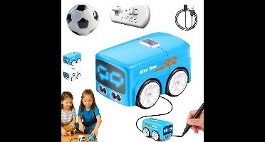 Slimme RC Magic Minibus, interactieve inductieve auto die lijnen volgt, met schattige LED-lampjes, volgt handgebaren & slimme RC-besturing, Mini interactieve auto's educatief cadeau voor jongens en meisjes, Blauw