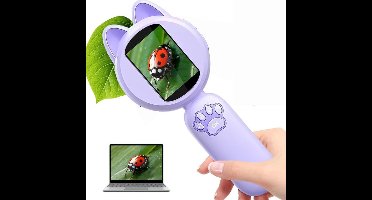 Vergrootglas voor kinderen - Handmicroscoop voor kinderen met 2,0 inch IPS-scherm, 8 LED's, USB-aansluiting voor pc, microscoop voor kinderen vanaf 3 jaar, educatief wetenschappelijk speelgoedcadeau voor verjaardag/kerst