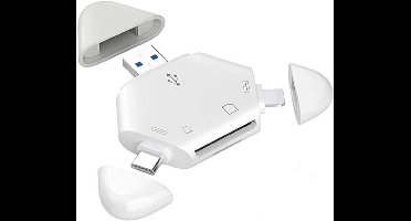 Oneay USB-C-kaartlezer met een driehoekige magnetische klep, ondersteunt TF- en SD-kaarten en is compatibel met pc's, laptops en mobiele telefoons.