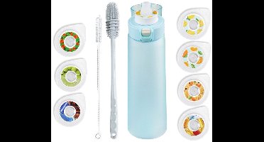 Geflavoured Waterfles 650ml - Sportdrinkfles met 7 Fruitgeur Capsules voor Smaaktoevoeging - Ideaal voor Outdoor Camping en Fitness - ,Herbruikbaar en Draagbaar Ontwerp