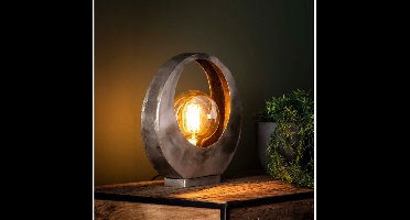 Tafellamp Full Moon in Oud Zilver voor Stijlvolle Interieurs - Tafellamp Full Moon - Oud Zilver - 30x13x32 cm - Woonkamer - Slaapkamer - Moderne Tafellamp - Sfeerverlichting - Design Lamp - Compact Formaat