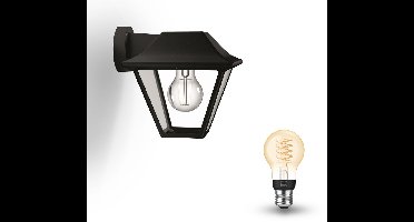 Philips Hue Alpenglow Wandlamp voor Buiten (Zwart) - Buitenlamp - E27 - Warmwit Licht - Hue White Filament