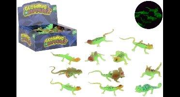 Johntoy glow in the dark speelgoed reptielen - set van 24 - multicolor.