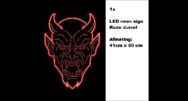 LED neon sign rode duivel 41cm x 50cm + extra WK bordspel - WK 2026 Belgie voetbal thema feest Belgium