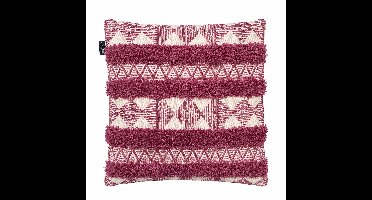 Unique Living - 2 stuks - kussenhoes - sierkussenhoes - ecru - aubergine - 45 x 45 cm - rits