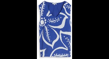 Tom Tailor - Top met bloemenpatroon - Maat L - shiny royal blue