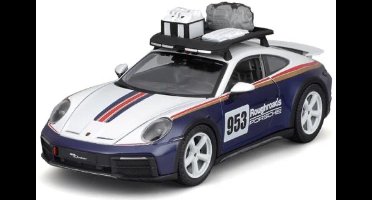 Bburago Porsche 911 - Modelauto - Schaal 1:24 - Wit/Blauw/Goud/Rood