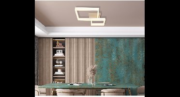 Plafondlamp Slaapkamerlamp LED eetkamerlamp zandkleurig, metaal kunststof, 1800lm 24W 3000K, LxBxH 62,5x46,5x12,3 cm