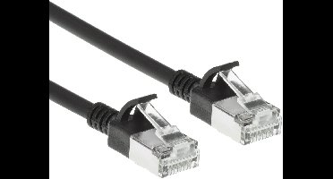 ACT Zwarte 1 meter LSZH S/FTP CAT7 slimline patchkabel snagless met RJ45 connectoren DF7901